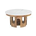 Mesa Centro Rustica Tapa Marmol Ø80 cm - Serie Albon