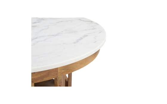Mesa Centro Rustica Tapa Marmol Ø80 cm - Serie Albon