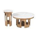 Mesa Centro Rustica Tapa Marmol Ø80 cm - Serie Albon