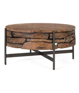 Mesa Centro Rustica Teca Acero Serie Aforest