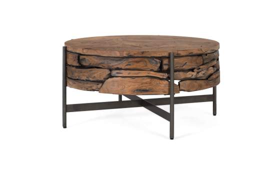 Mesa Centro Rustica Teca Acero Serie Aforest