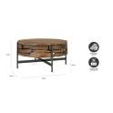 Mesa Centro Rustica Teca Acero Serie Aforest