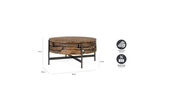 Mesa Centro Rustica Teca Acero Serie Aforest