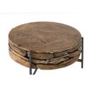 Mesa Centro Rustica Teca Acero Serie Aforest