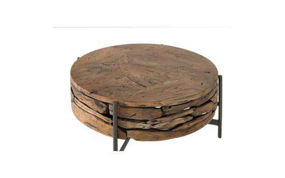 Mesa Centro Rustica Teca Acero Serie Aforest