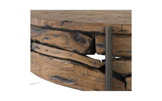 Mesa Centro Rustica Teca Acero Serie Aforest