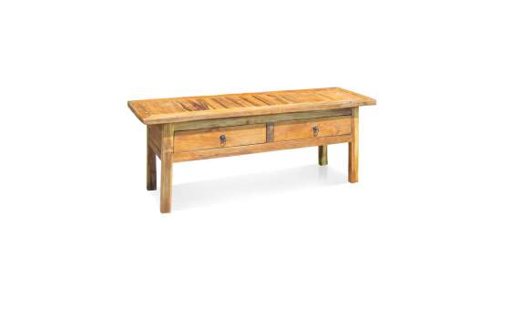 Mesa Centro Teca Rústica con 2 Cajones Serie Danast