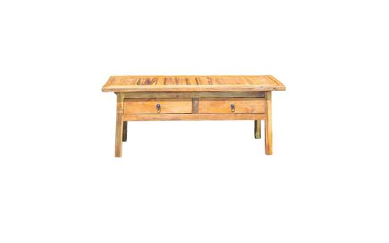 Mesa Centro Teca Rústica con 2 Cajones Serie Danast