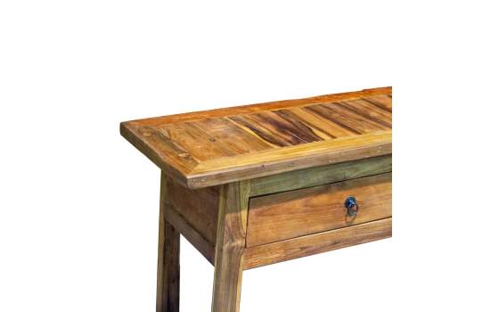 Mesa Centro Teca Rústica con 2 Cajones Serie Danast