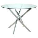 Mesa Cocina Comedor Redonda Acero Cristal Serie Adarian