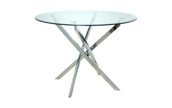 Mesa Cocina Comedor Redonda Acero Cristal Serie Adarian