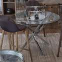 Mesa Cocina Comedor Redonda Acero Cristal Serie Adarian