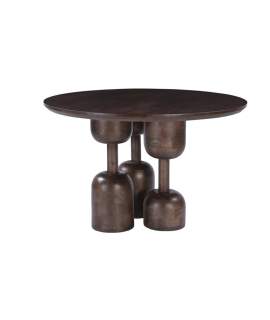 Mesa Comedor 120 cm Redonda Madera Mindi Nogal - Acheu