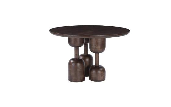 Mesa Comedor 120 cm Redonda Madera Mindi Nogal - Acheu