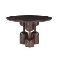Mesa Comedor 120 cm Redonda Madera Mindi Nogal - Acheu