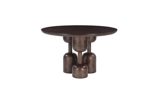 Mesa Comedor 120 cm Redonda Madera Mindi Nogal - Acheu