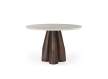 Mesa Comedor 120 cm Redonda Pie Nogal y Tapa Marmol - Acheu