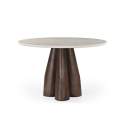 Mesa Comedor 120 cm Redonda Pie Nogal y Tapa Marmol - Acheu