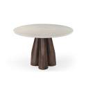 Mesa Comedor 120 cm Redonda Pie Nogal y Tapa Marmol - Acheu