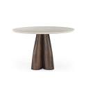 Mesa Comedor 120 cm Redonda Pie Nogal y Tapa Marmol - Acheu