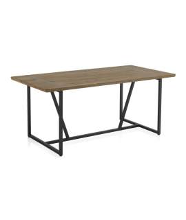 Mesa Comedor 180 cm Estilo Industrial Madera Acero Ausquer