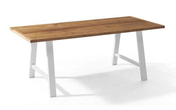 Mesa Comedor 3 Tamaños Tapa Madera Castaño Patas Forja Azalea
