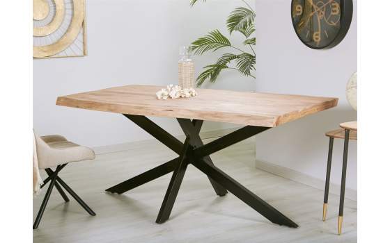 Mesa Comedor Acacia y Acero Negro Diseño Actual Ariadas