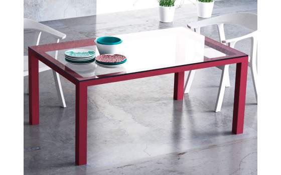 Mesa Comedor Acero Cristal Moderna Boston Serie Anthon