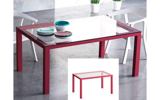 Mesa Comedor Acero Cristal Moderna Boston Serie Anthon