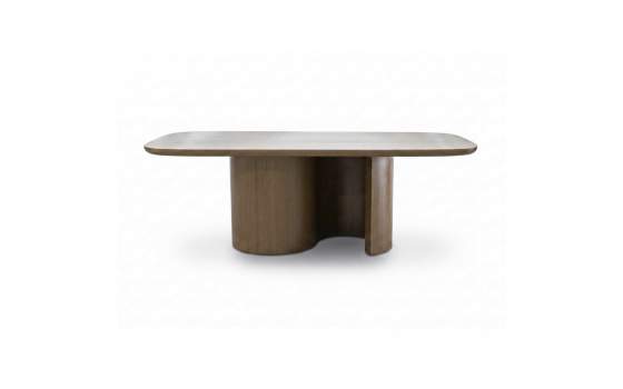 Mesa Comedor Actual Chapado Nogal 220 cm - Serie Alfix