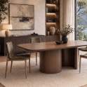 Mesa Comedor Actual Chapado Nogal 220 cm - Serie Alfix