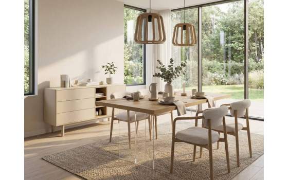 Mesa Comedor Actual de 180 X 90 Tapa Madera - Serie Aguade