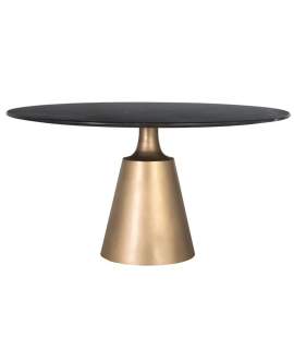Mesa Comedor Actual Redonda Aluminio Oro Marmol Negro Adariel