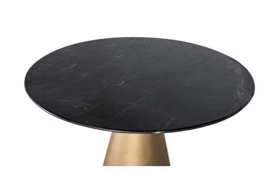 Mesa Comedor Actual Redonda Aluminio Oro Marmol Negro Adariel