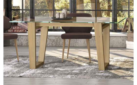 Mesa Comedor Cristal Roble Adott