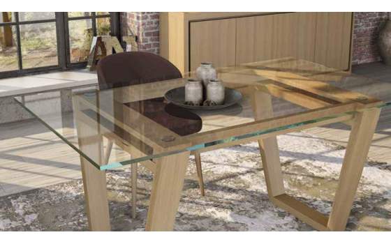 Mesa Comedor Cristal Roble Adott