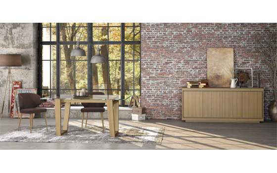 Mesa Comedor Cristal Roble Adott