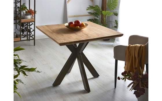 Mesa Comedor Cuadrada 85 Cm Madera Forja Serie Carsten