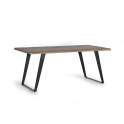 Mesa Comedor de 180  Tapa Acacia Tallada Pies Metal Serie Alvird