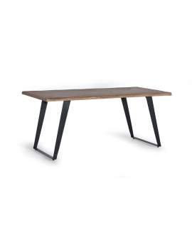 Mesa Comedor de 180  Tapa Acacia Tallada Pies Metal Serie Alvird