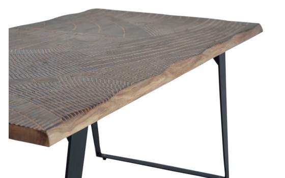 Mesa Comedor de 180  Tapa Acacia Tallada Pies Metal Serie Alvird