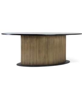 Mesa Comedor Diseño Actual 220 cm Negro Oro - Aboiat