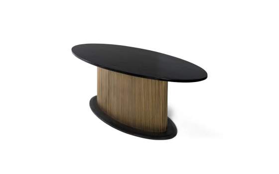 Mesa Comedor Diseño Actual 220 cm Negro Oro - Aboiat