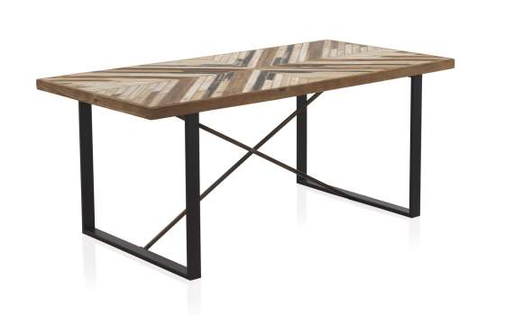 Mesa Comedor Espiga Estilo Industrial Madera Forja Abrandici