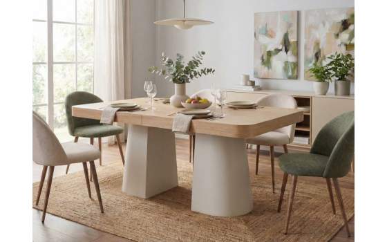 Mesa Comedor Extensible Actual Madera y Metal - Serie Aguade