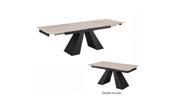 Mesa Comedor Extensible de 160 a 240 Metal y Porcelanico Aguade
