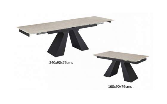 Mesa Comedor Extensible de 160 a 240 Metal y Porcelanico Aguade