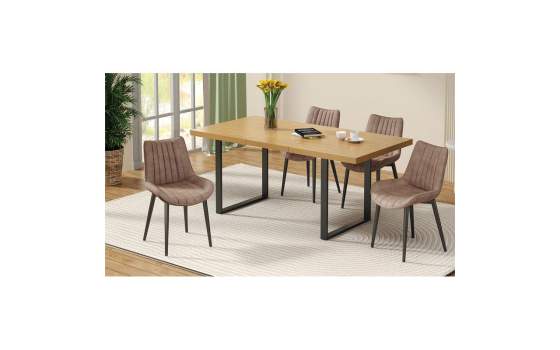 Mesa Comedor Extensible Madera Natural Miel Serie Anube
