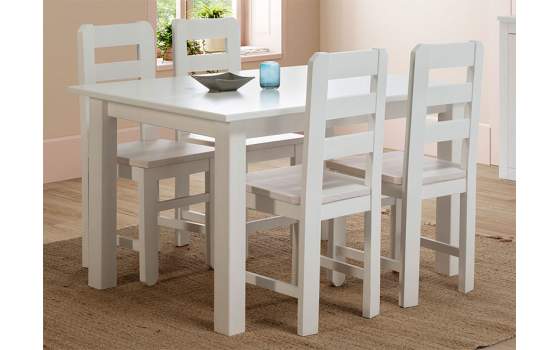 Mesa Comedor Extensible Pino Macizo Blanco Serie Aranys