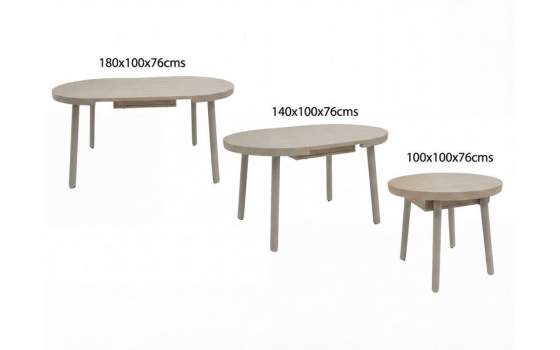 Mesa Comedor Extensible Redonda Madera y Metal - Serie Aguade